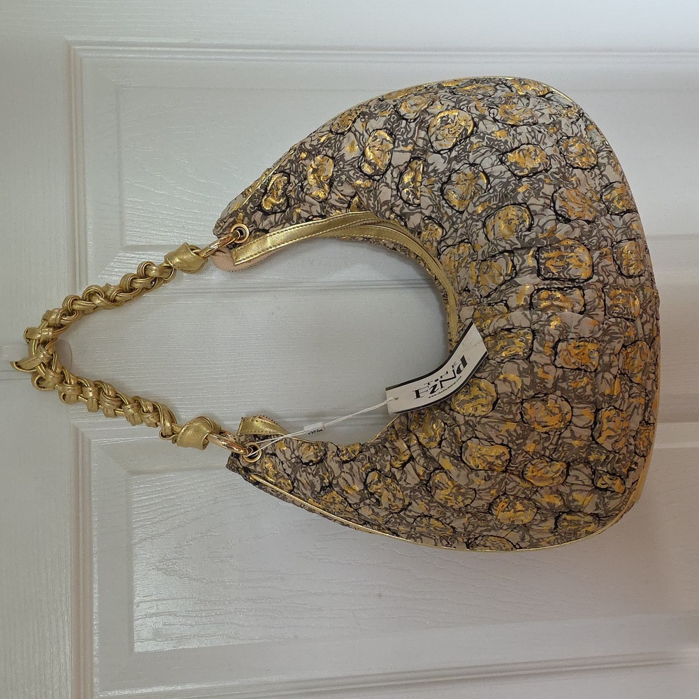 The Find metallic brown and gold quilted Slouchy hobo bag gold rope handle …